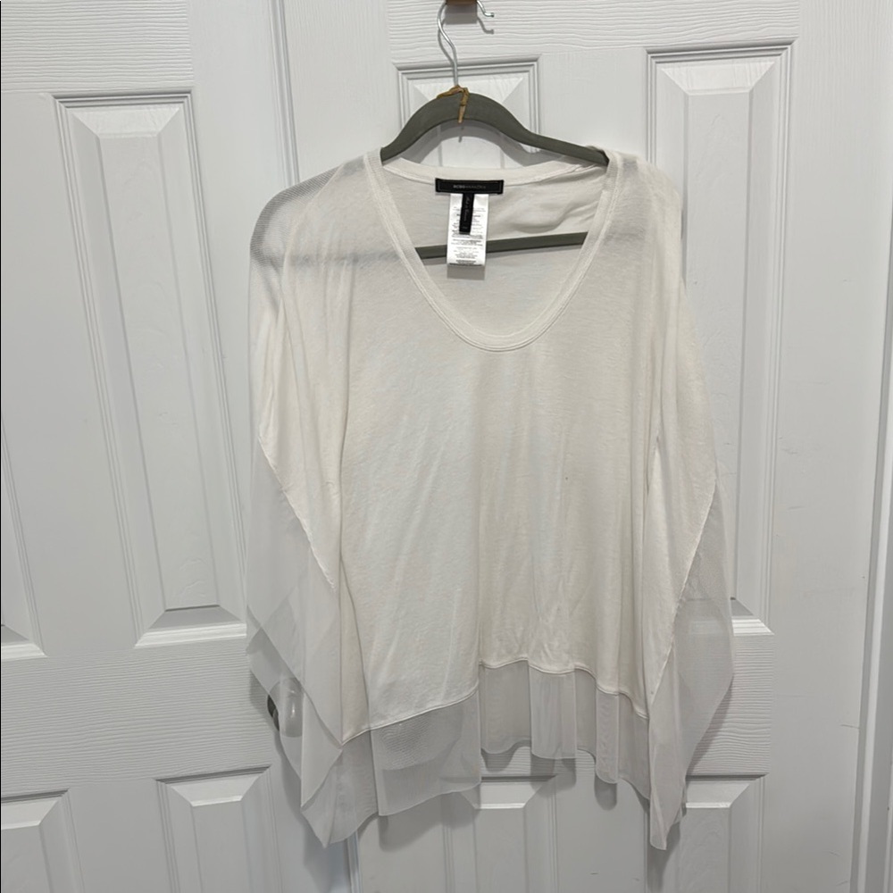 BCBGMaxAzria Cream Asymmetrical Tunic Relaxed Fit
